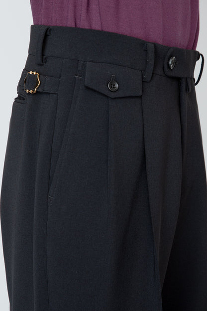 WIDE SEMI-FLARED TROUSERS / BLACK