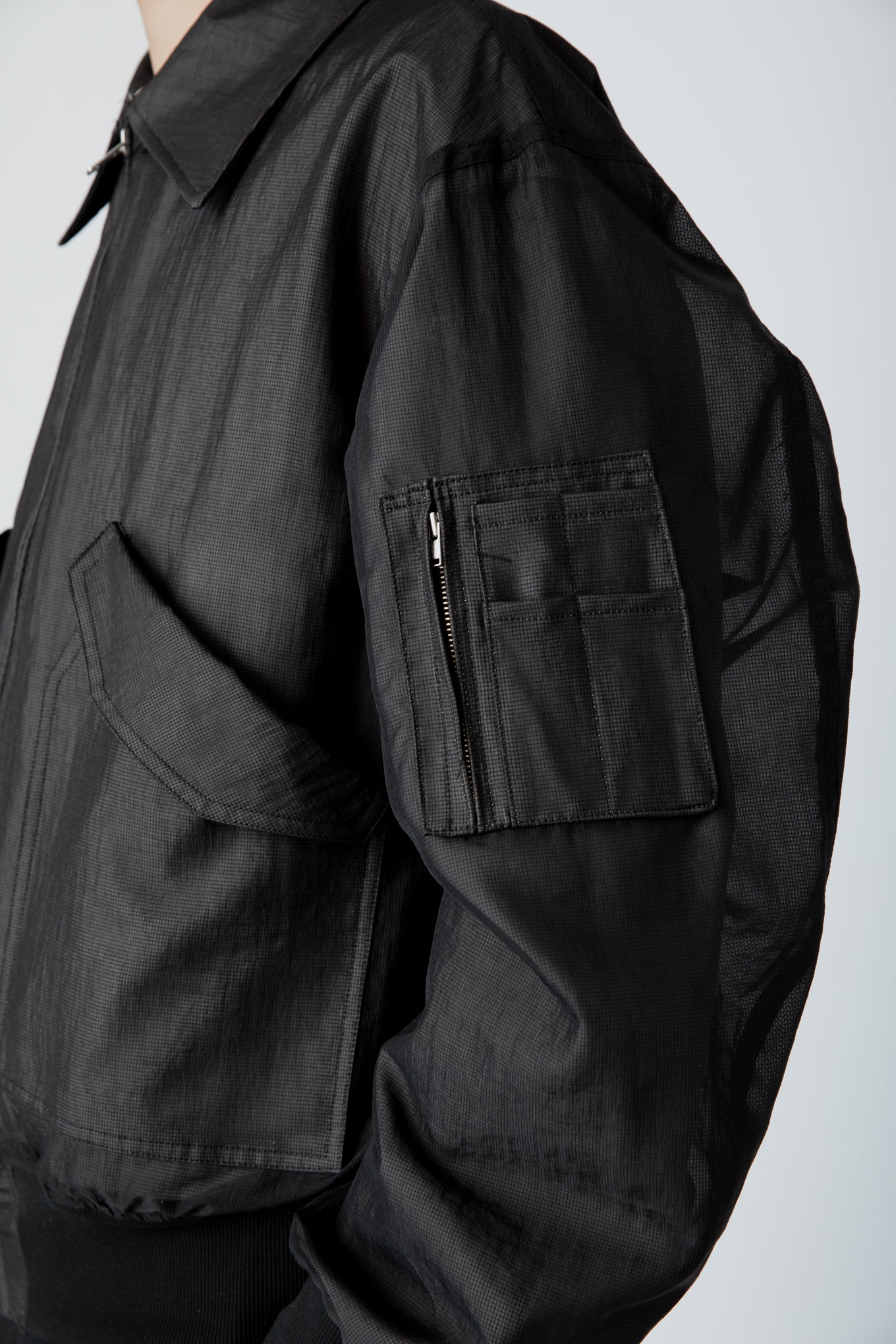 VEILED FLIGHT JACKET / BLACK