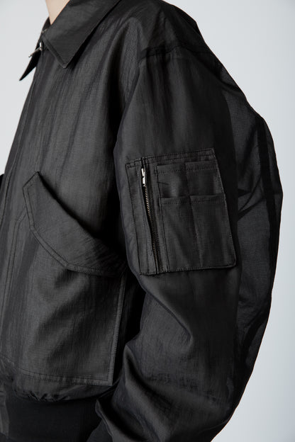 VEILED FLIGHT JACKET / BLACK