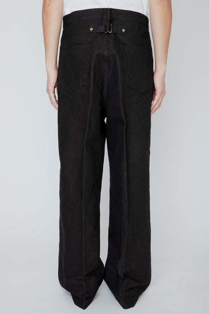 WIDE SEMI-FLARED 5-POCKET PANTS / BLACK