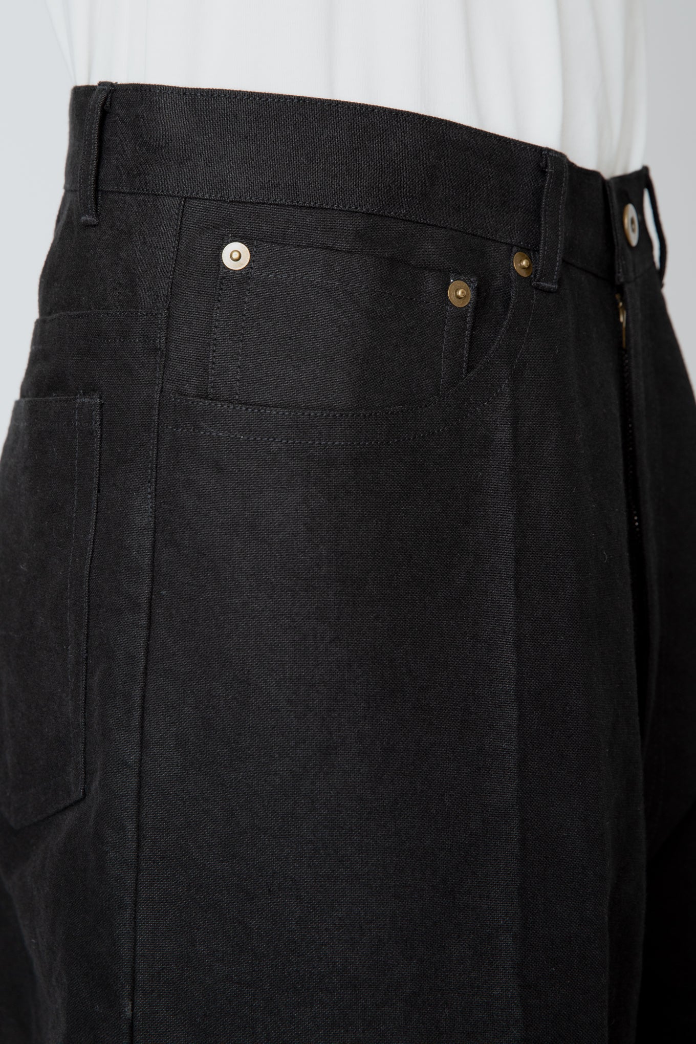 WIDE SEMI-FLARED 5-POCKET PANTS / BLACK