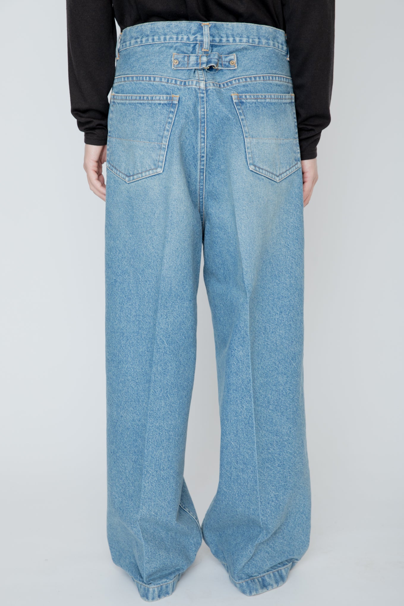 WIDE SEMI-FLARED 5-POCKET PANTS / LIGHT INDIGO