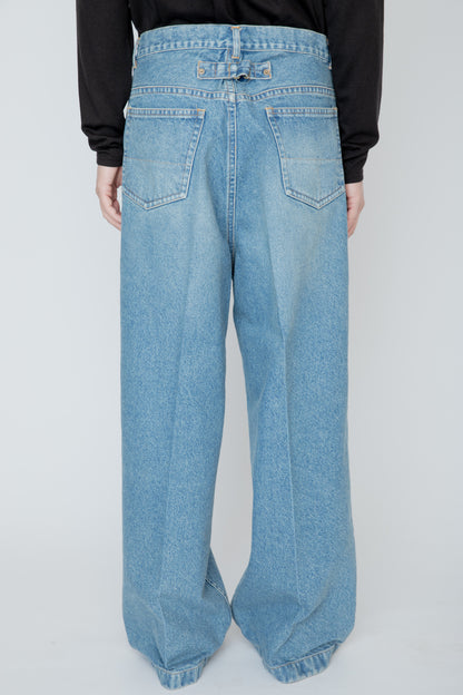 WIDE SEMI-FLARED 5-POCKET PANTS / LIGHT INDIGO