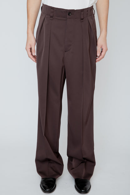 SUPPLE WIDE-LEG PANTS / BROWN