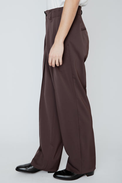SUPPLE WIDE-LEG PANTS / BROWN