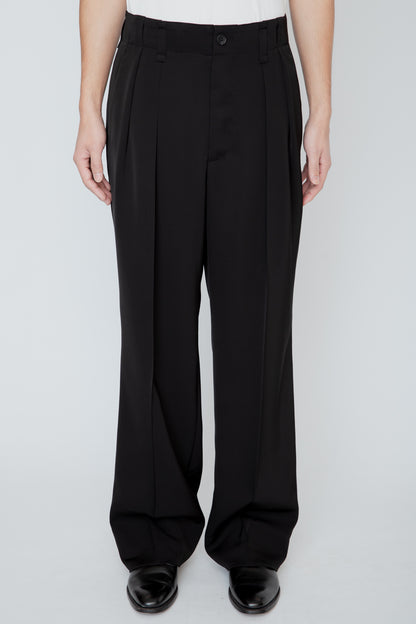 SUPPLE WIDE-LEG PANTS / BLACK