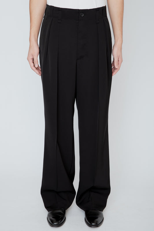 SUPPLE WIDE-LEG PANTS / BLACK