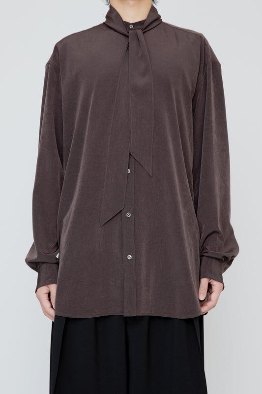DETACHABLE SCARF-COLLAR SHIRT / BROWN
