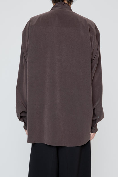 DETACHABLE SCARF-COLLAR SHIRT / BROWN