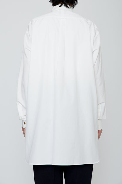 METAL-BUTTONED CUFF LONG SHIRT / WHITE