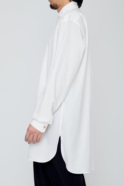 METAL-BUTTONED CUFF LONG SHIRT / WHITE