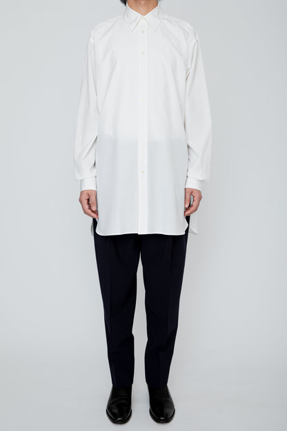METAL-BUTTONED CUFF LONG SHIRT / WHITE