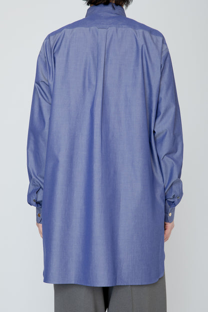 METAL-BUTTONED CUFF LONG SHIRT / INDIGO