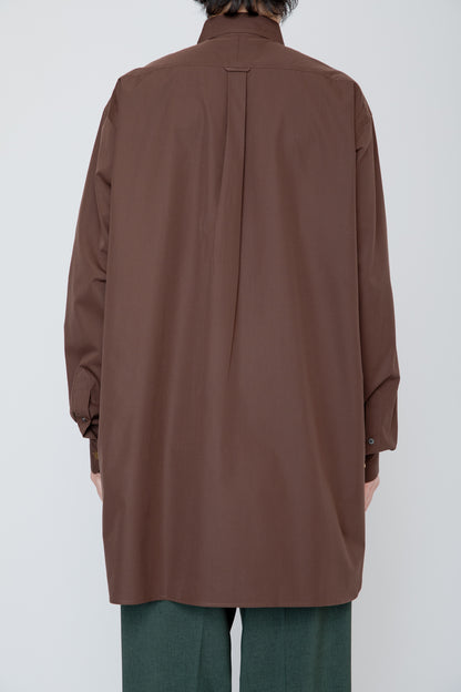 METAL-BUTTONED CUFF LONG SHIRT / BROWN
