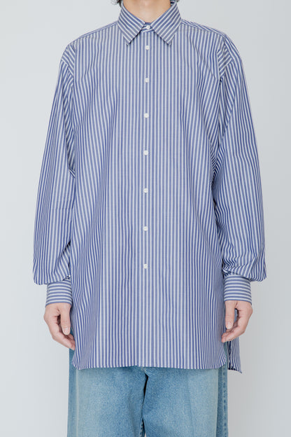 METAL-BUTTONED CUFF LONG SHIRT / STRIPE