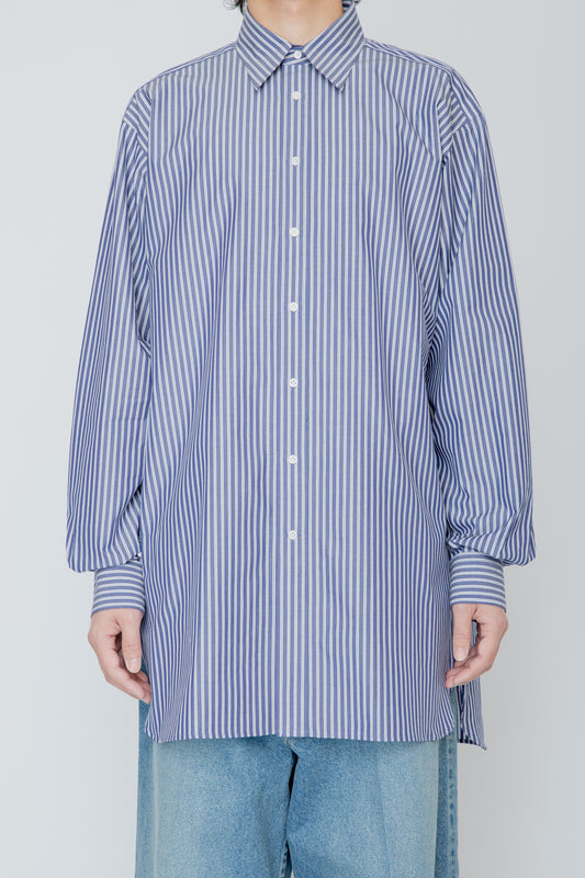METAL-BUTTONED CUFF LONG SHIRT / STRIPE