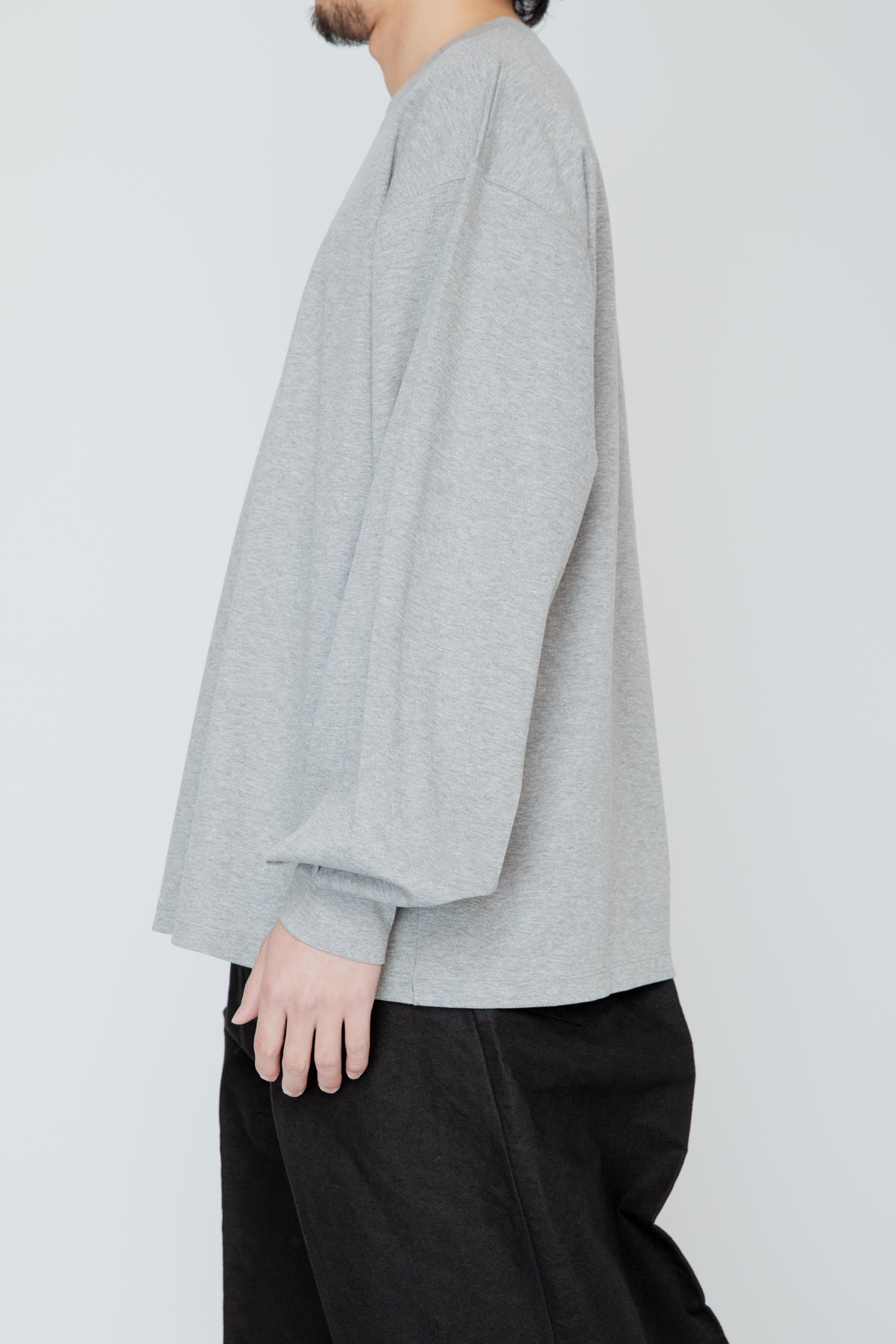 THERMAL TUCK SLEEVE LONG TEE / TOP GRAY