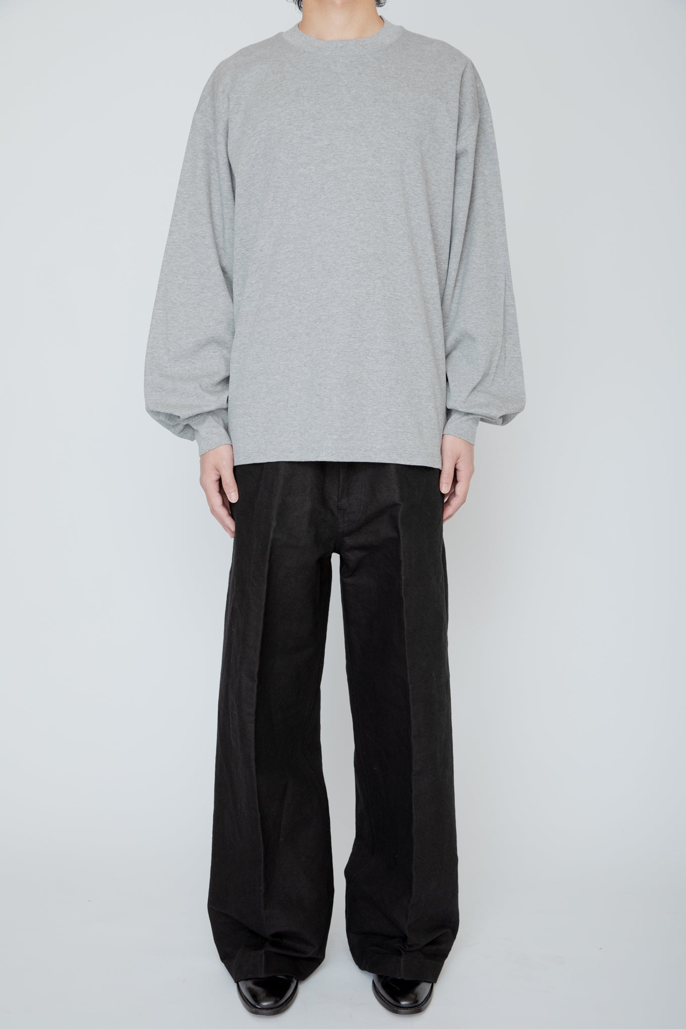 THERMAL TUCK SLEEVE LONG TEE / TOP GRAY