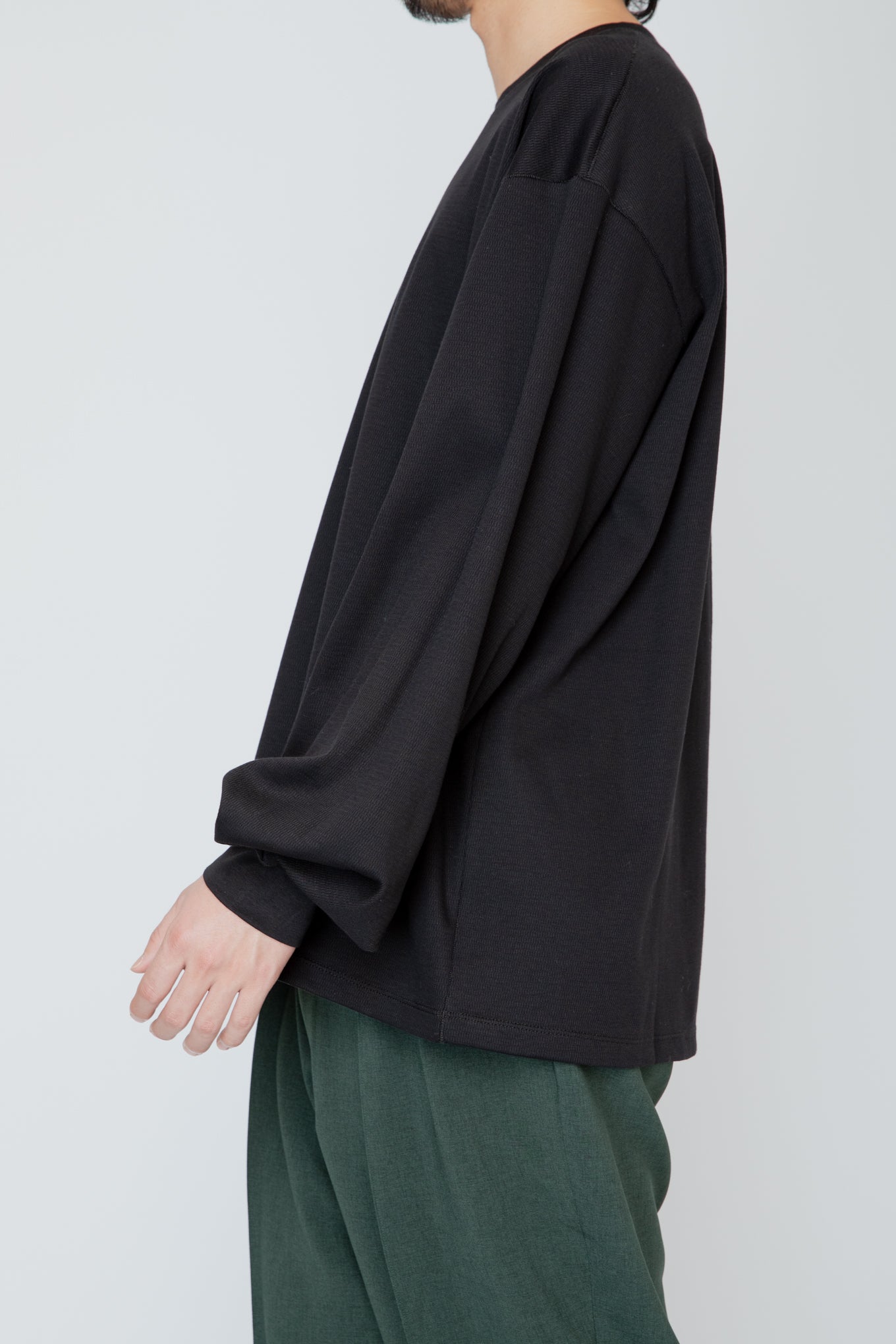 THERMAL TUCK SLEEVE LONG TEE / BLACK