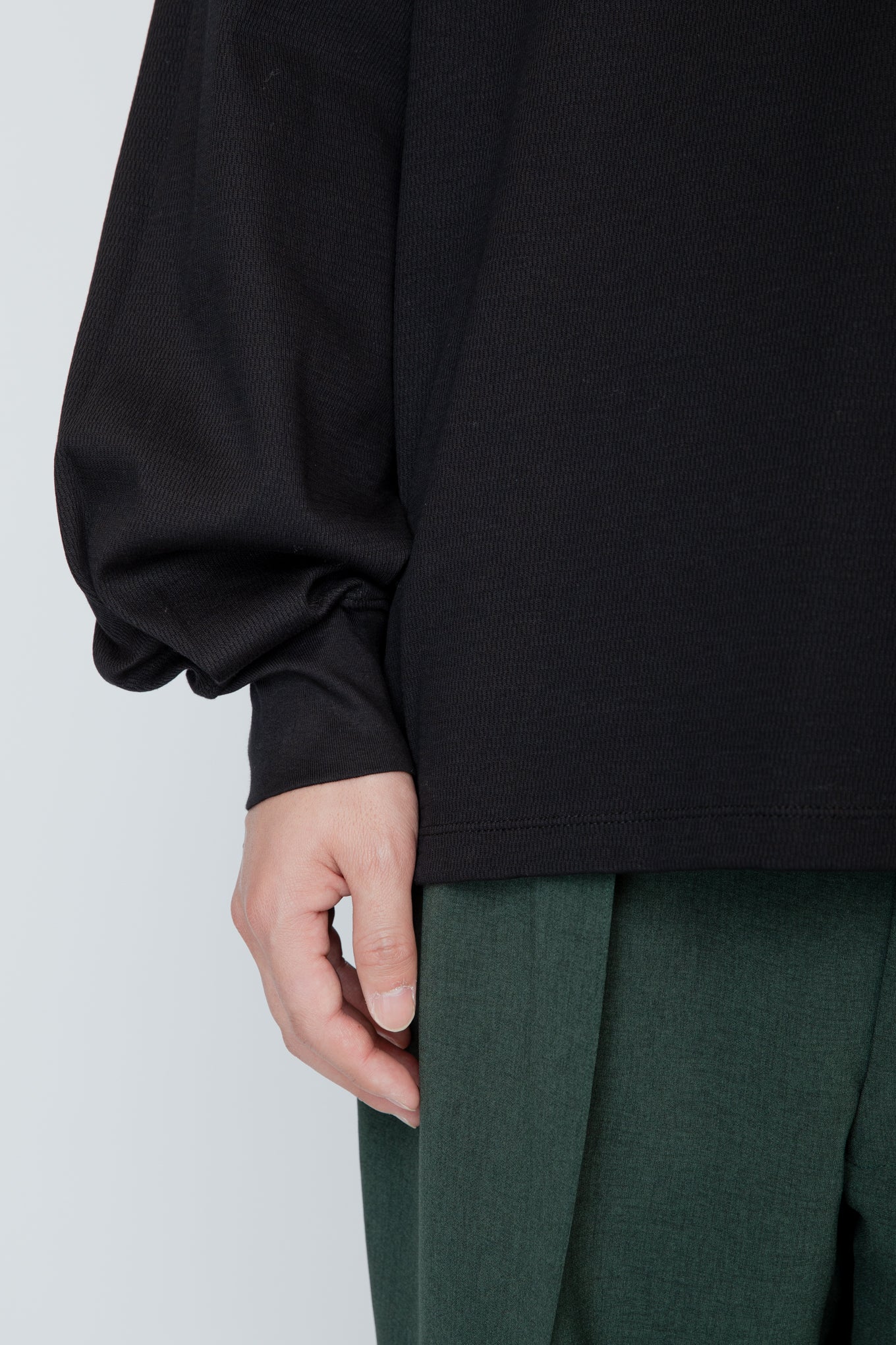 THERMAL TUCK SLEEVE LONG TEE / BLACK