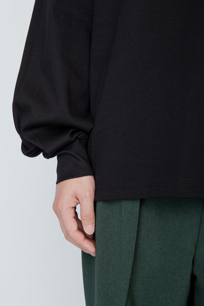 THERMAL TUCK SLEEVE LONG TEE / BLACK