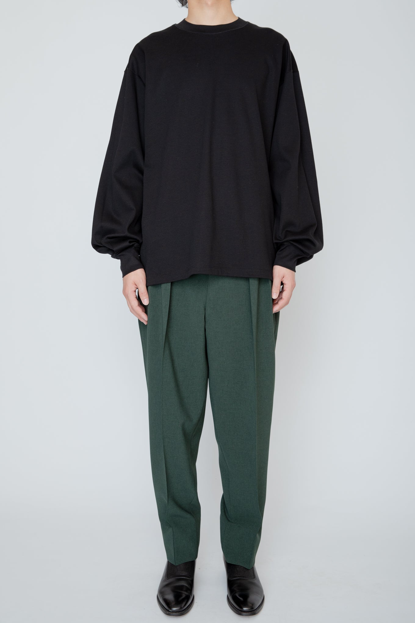 THERMAL TUCK SLEEVE LONG TEE / BLACK