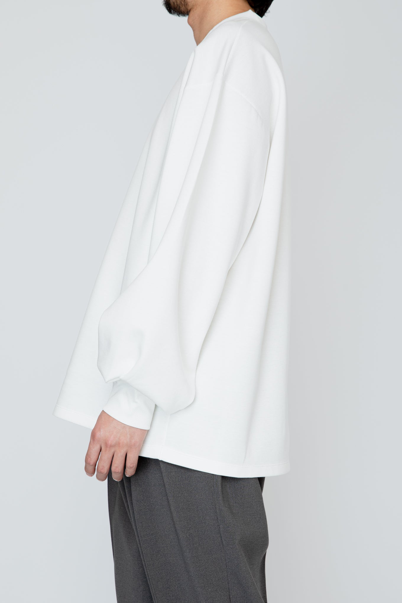 TUCK SLEEVE LONG TEE / WHITE