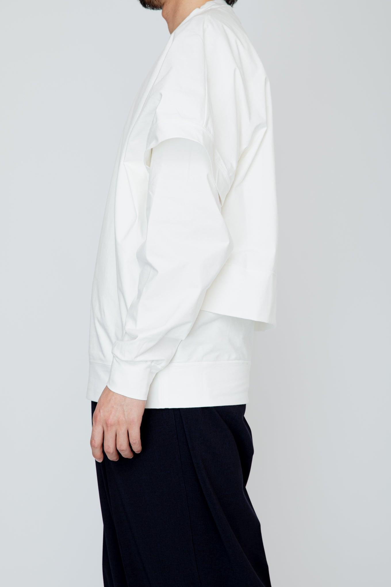 LAYERED LONG TEE / WHITE