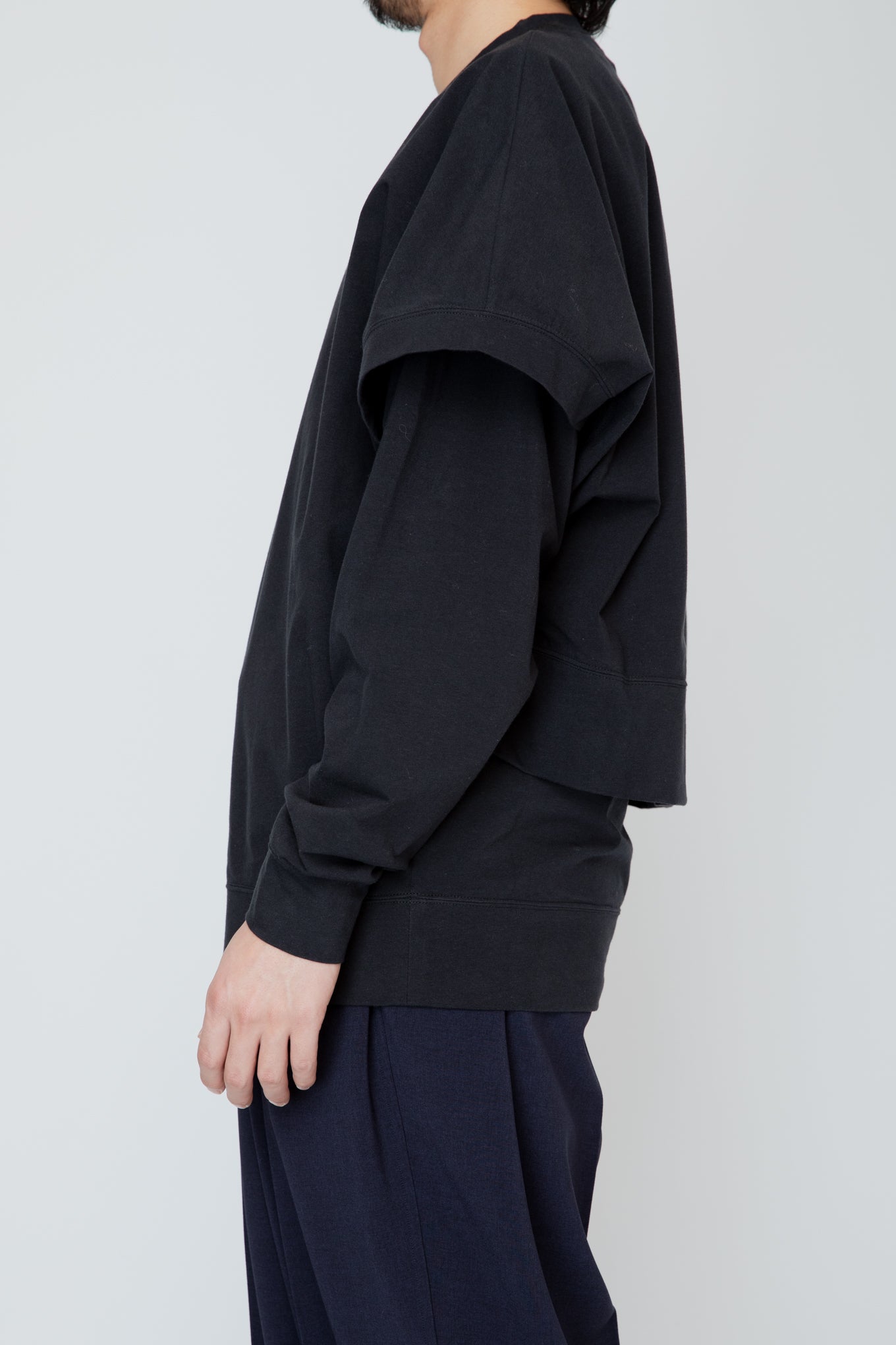 LAYERED LONG TEE / BLACK