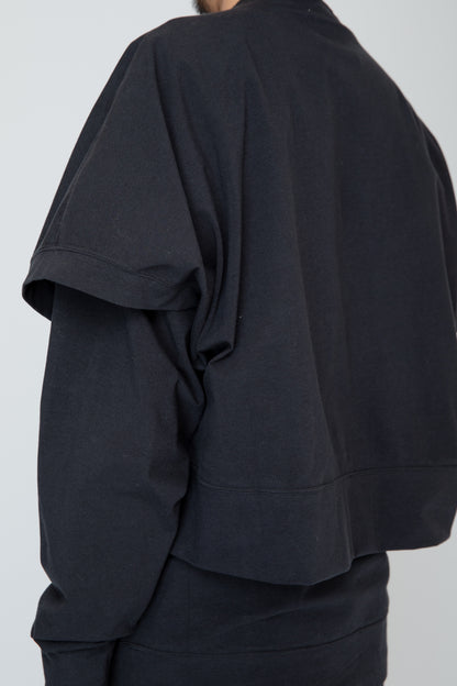 LAYERED LONG TEE / BLACK