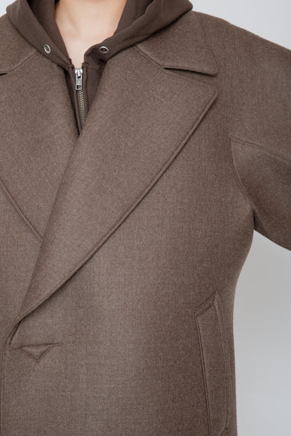 LOFTED ULSTER SHORT COAT / BROWN