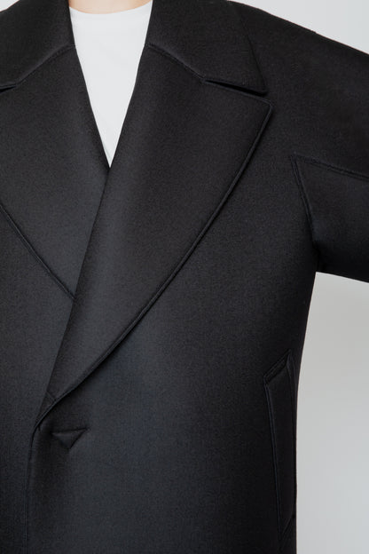 LOFTED ULSTER SHORT COAT / BLACK