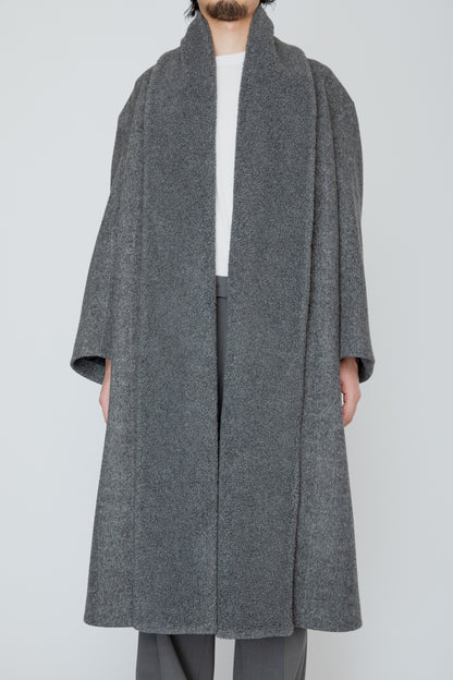 BELTED SHERPA COAT / CHARCOAL HERRINGBONE