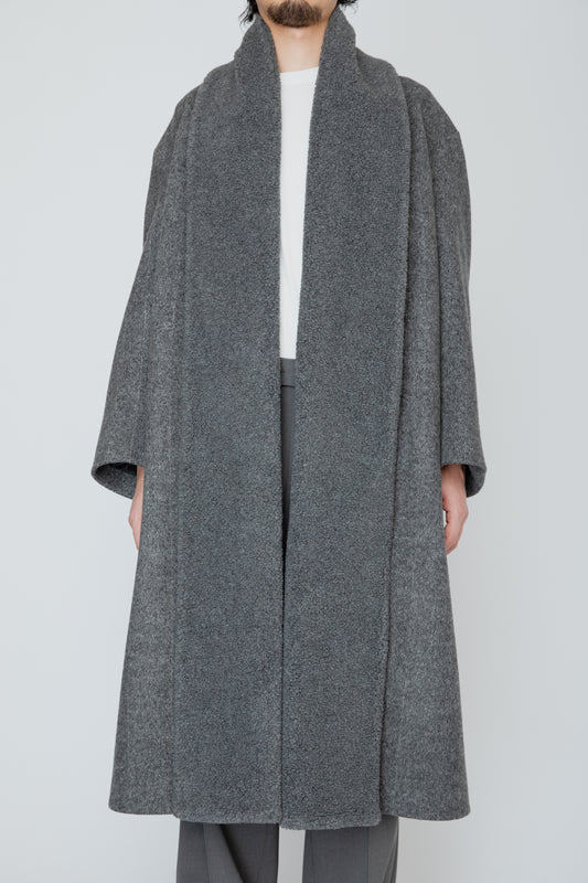 BELTED SHERPA COAT / CHARCOAL HERRINGBONE