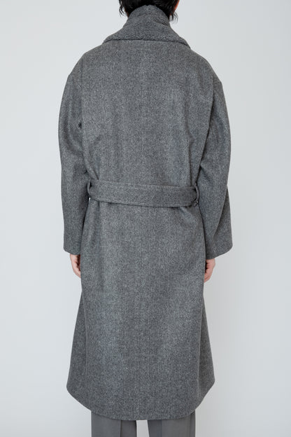 BELTED SHERPA COAT / CHARCOAL HERRINGBONE