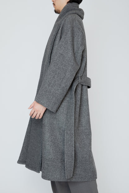 BELTED SHERPA COAT / CHARCOAL HERRINGBONE