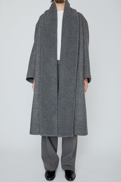 BELTED SHERPA COAT / CHARCOAL HERRINGBONE