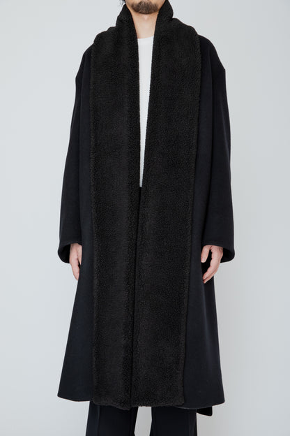 BELTED SHERPA COAT / BLACK
