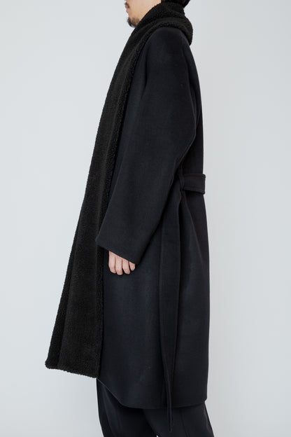 BELTED SHERPA COAT / BLACK