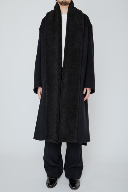 BELTED SHERPA COAT / BLACK