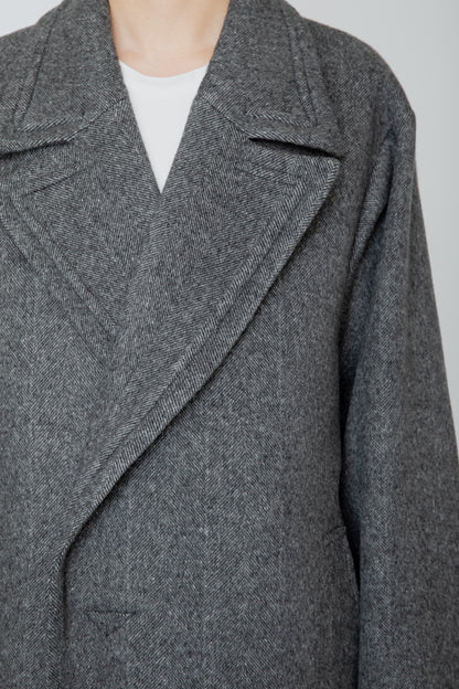 RELIEF FRAME COAT / CHARCOAL HERRINGBONE