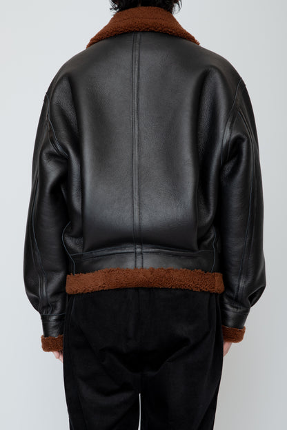 PLEATED AVIATOR JACKET / BLACK