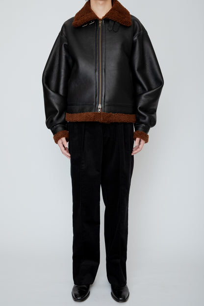 PLEATED AVIATOR JACKET / BLACK