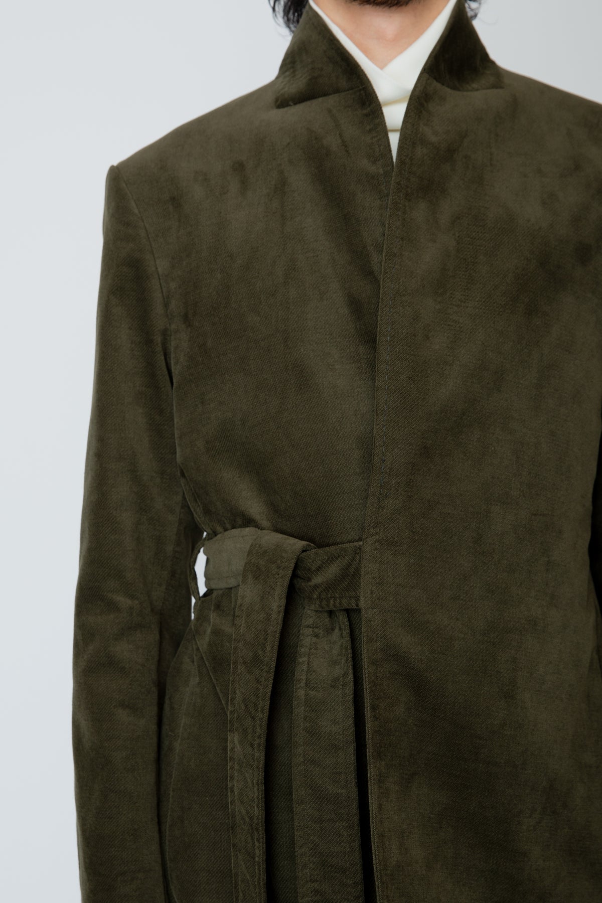 SHAWL COLLAR BELTED JACKET / KHAKI