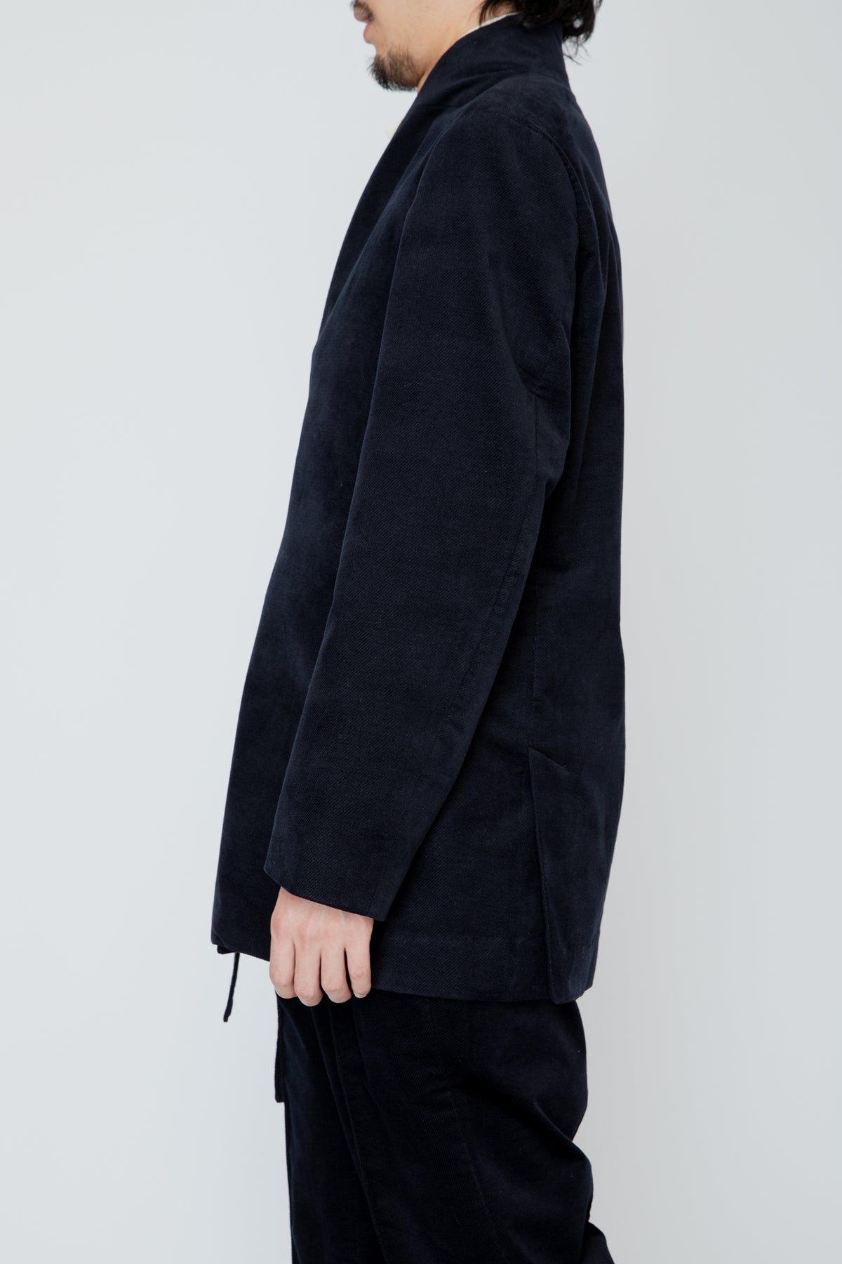 SHAWL COLLAR BELTED JACKET / NAVY