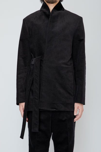 SHAWL COLLAR BELTED JACKET / BLACK