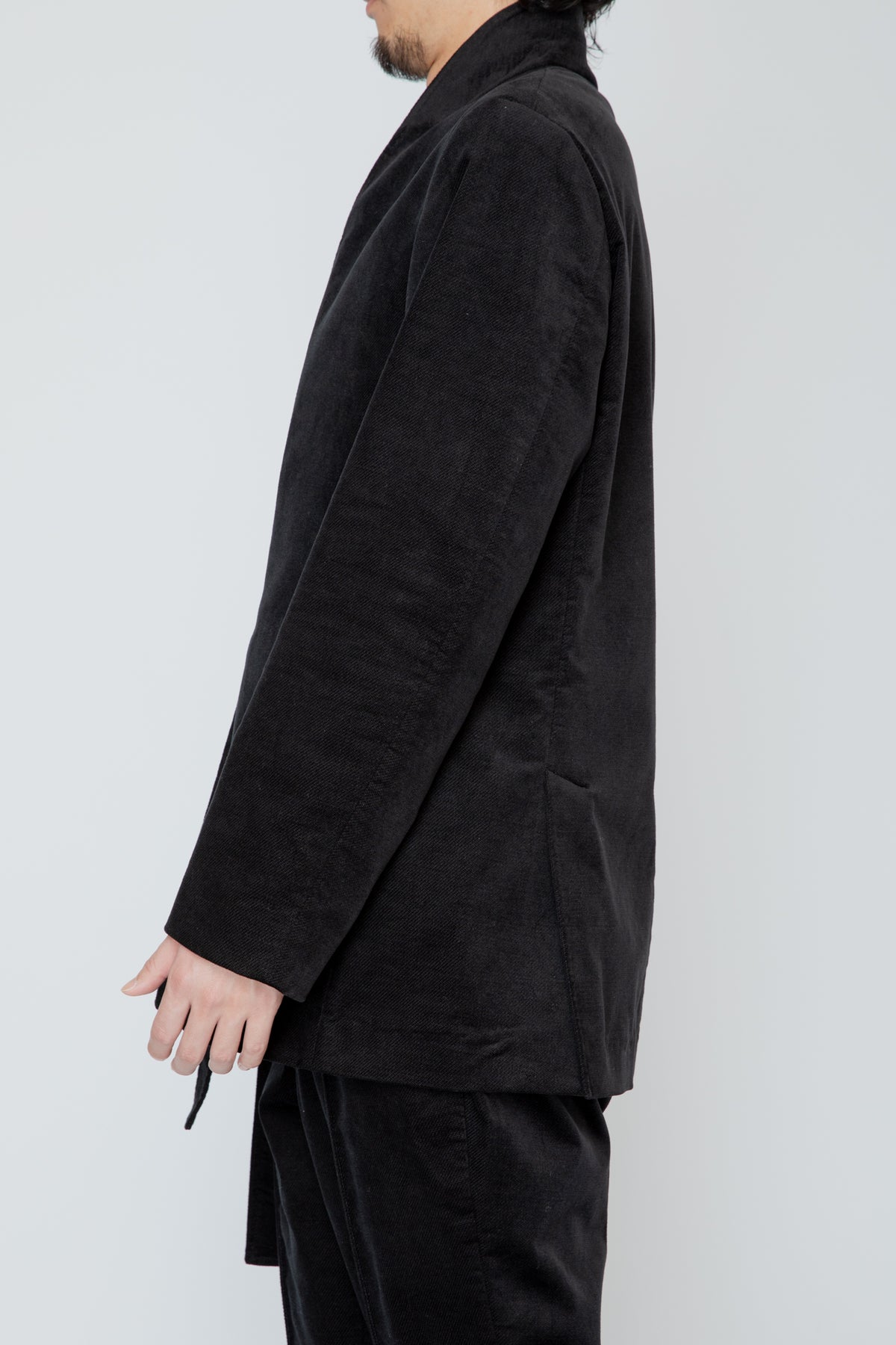 SHAWL COLLAR BELTED JACKET / BLACK