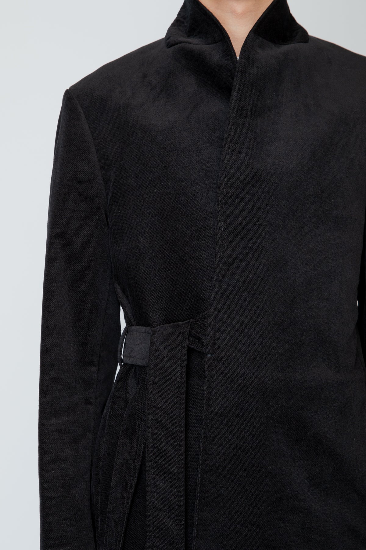 SHAWL COLLAR BELTED JACKET / BLACK