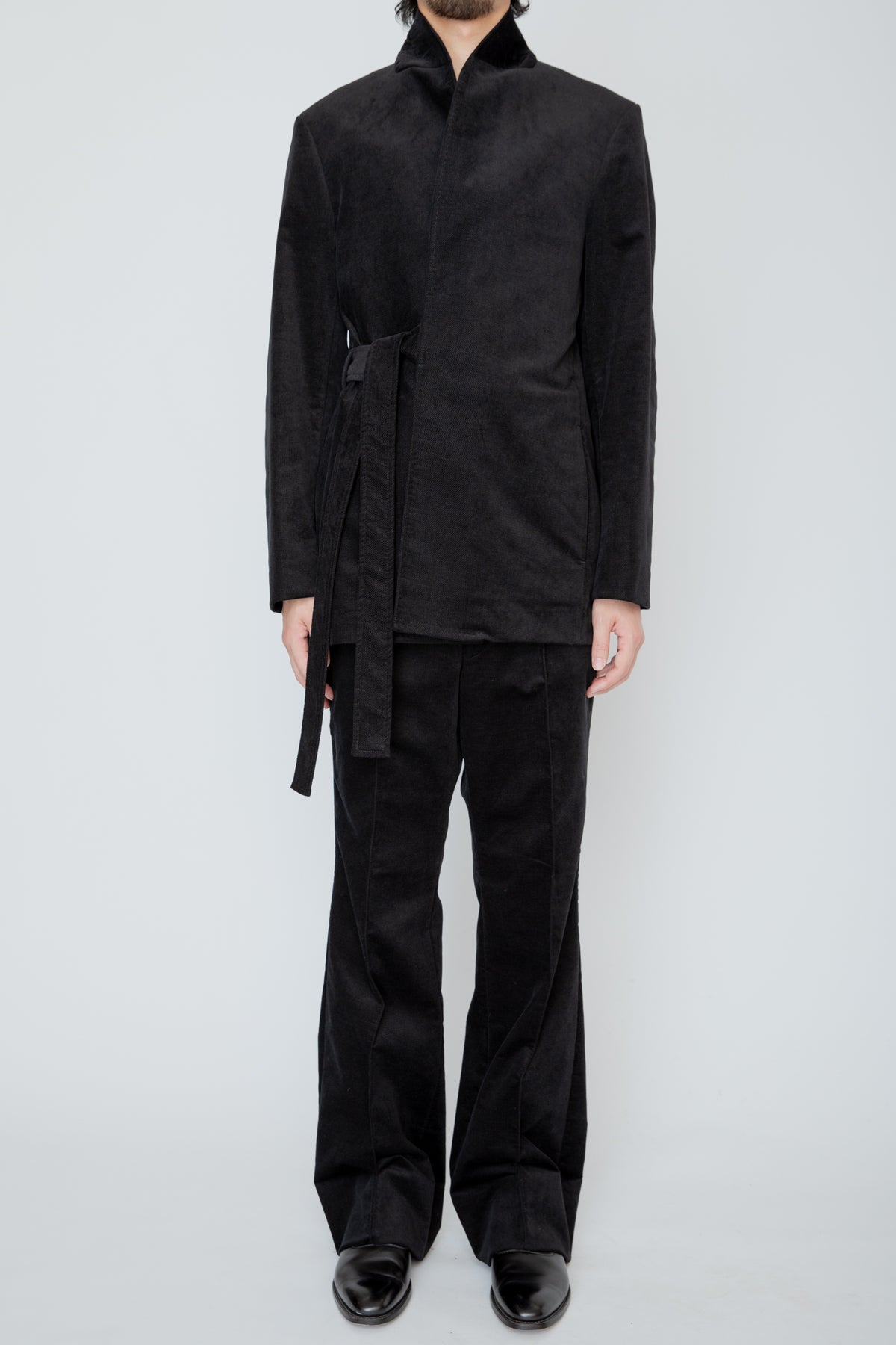 SHAWL COLLAR BELTED JACKET / BLACK