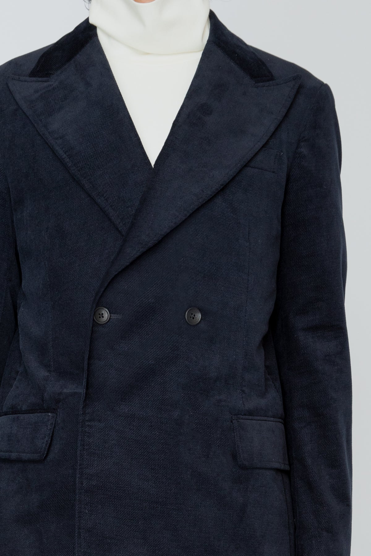 DOUBLE BREASTED SHORT JACKET / NAVY